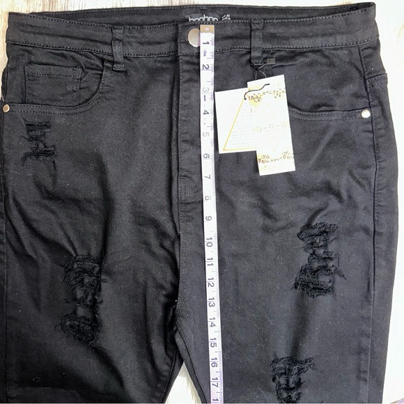 💝Boohoo NWT Plus Rip Knee Distressed High Waist Skinny Black Jeans Size 16 - Picture 8 of 12